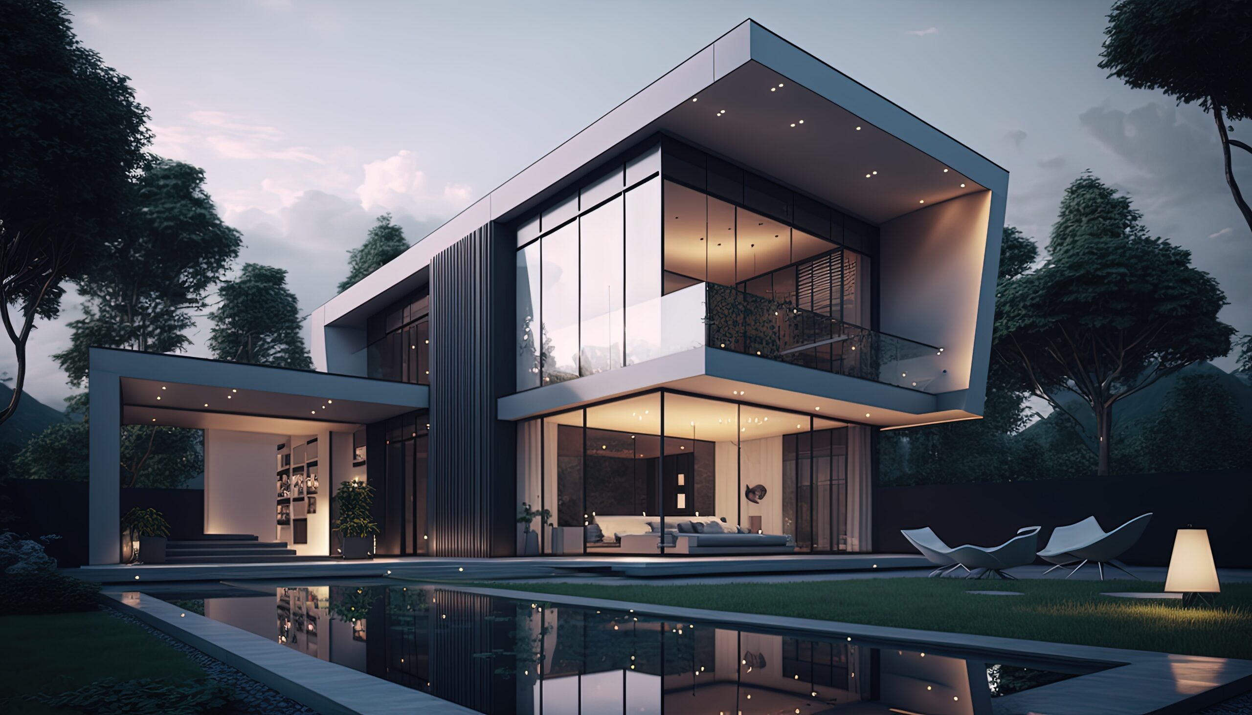 Beautiful luxurious house exterior. Architecture study design. Generative Ai