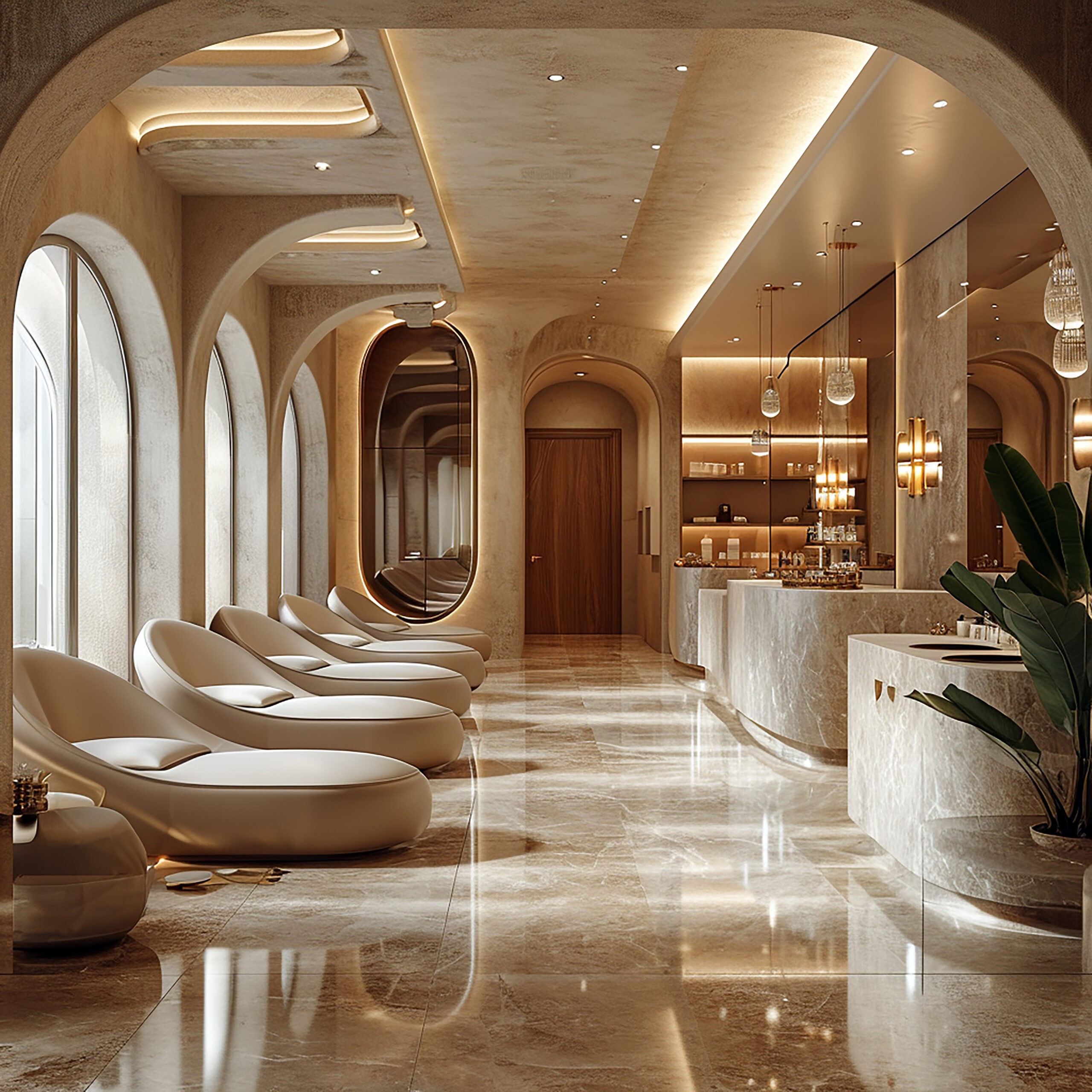 Beauty salon interior in luxury background