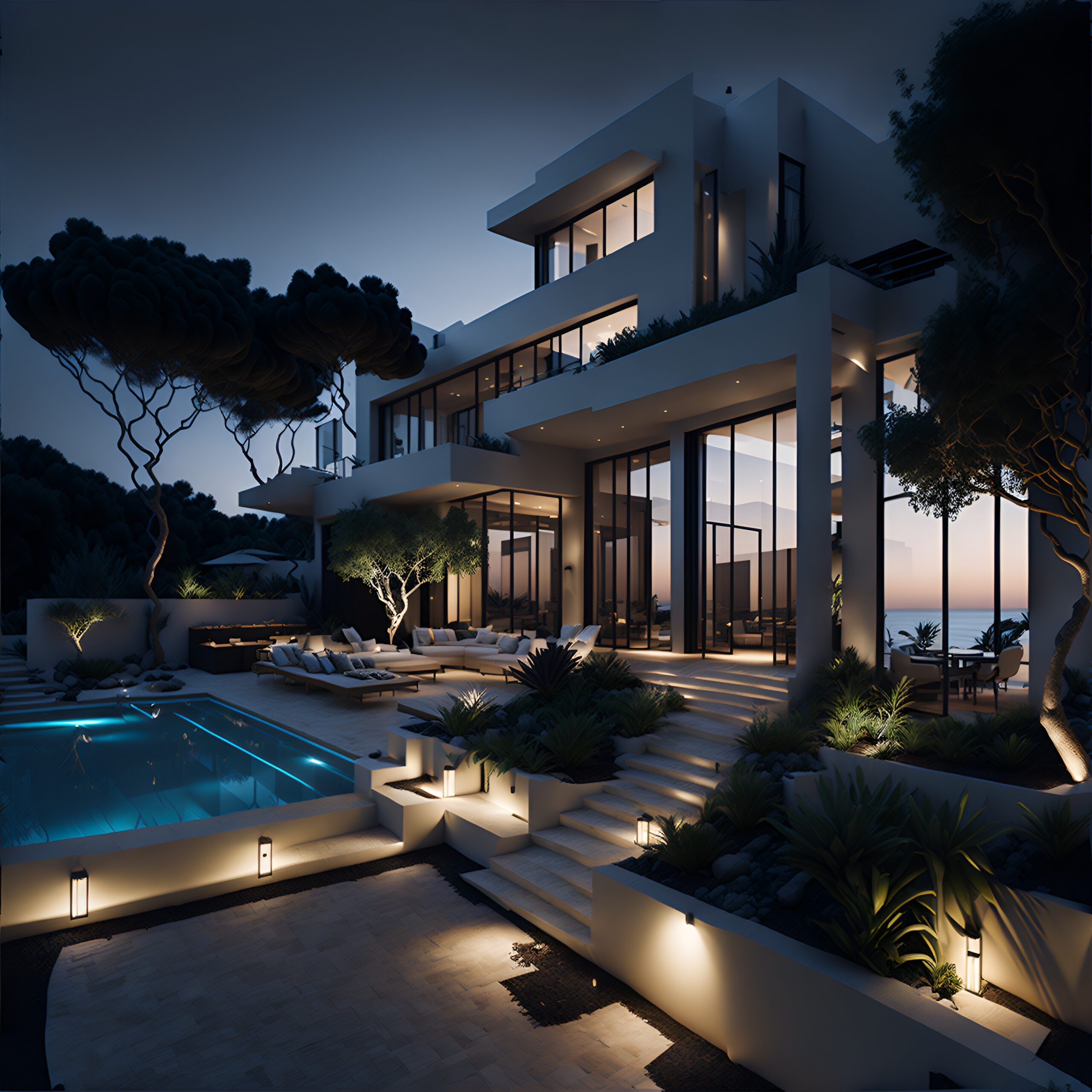 photo-beautiful-white-house-with-sparkling-pool-front-it